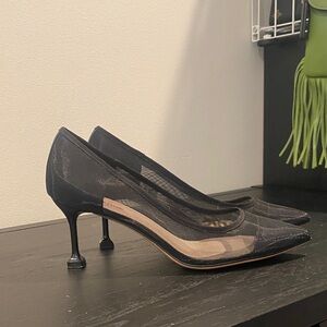 Elegant Black Mesh Women's Heels